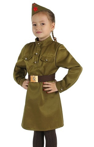 Карнавальный костюм военного для девочки с пилоткой