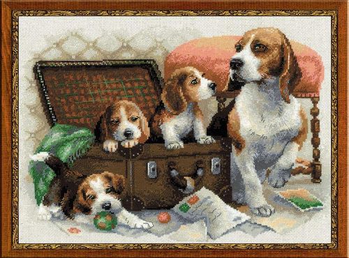 Набор для вышивания крестиком "Собачье семейство"
